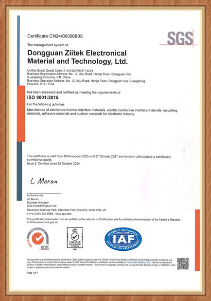 Trung Quốc Dongguan Ziitek Electronic Materials &amp; Technology Ltd. Chứng chỉ